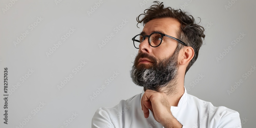 Obraz premium Pensive Scientist Evaluating Ethical Implications with Thoughtful Gaze