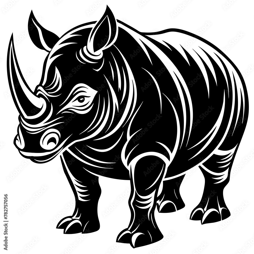 Fototapeta premium rhino head mascot,rhino silhouette,vector,icon,svg,characters,Holiday t shirt,black rhino face drawn trendy logo Vector illustration,rhino on a white background,eps,png