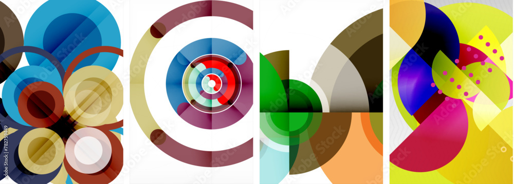 Set of circles geometric abstract posters. Abstract backgrounds for wallpaper, business card, cover, poster, banner, brochure, header, website Set of circles geometric abstract posters. Abstract backgrounds for wallpaper, business card, cover, poster, banner, brochure, header, website