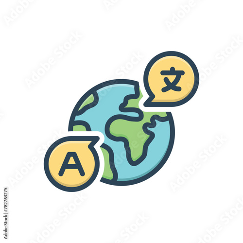 Color illustration icon for foreign language