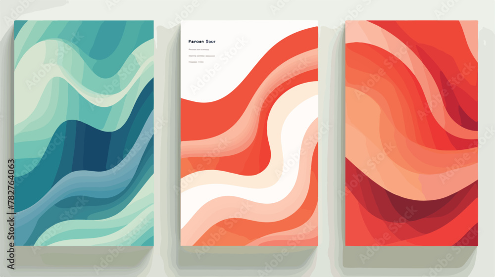 Cover Design Templates Set with Wavy Stripes in Mod