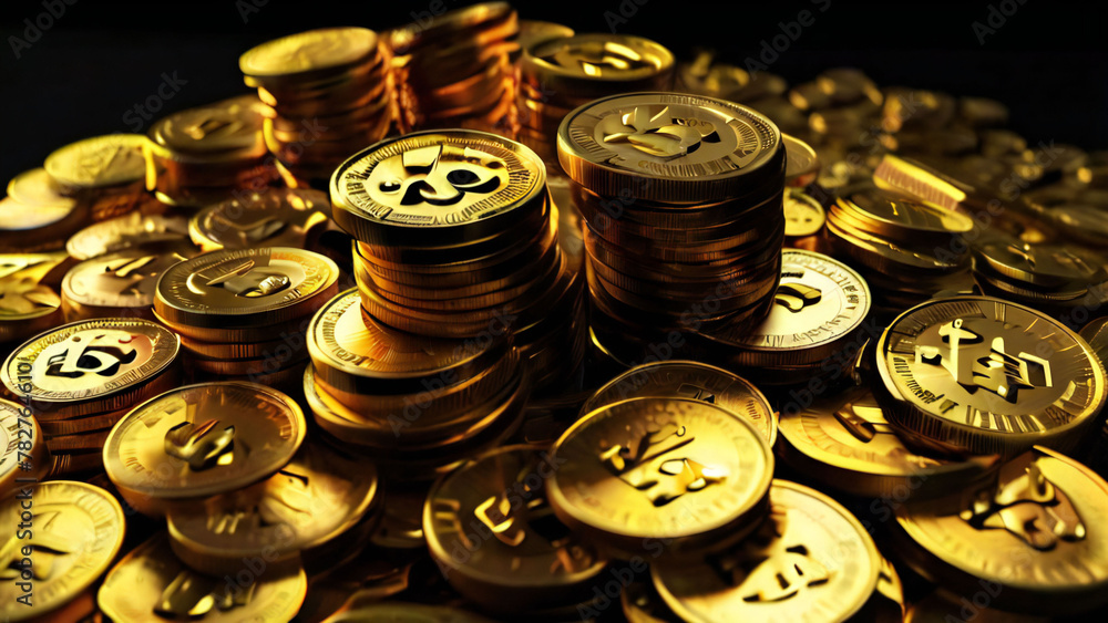 Gold coins piled up so much that they overflow Gold coins piled up so much that they overflow