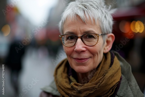 Portrait of a senior woman in Paris, France. Shallow depth of field.