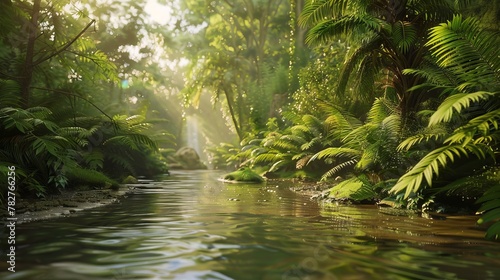 View Rainforest Background for International Day of Forests. The mystical nature of the rainforest. Beautiful nature landscape.