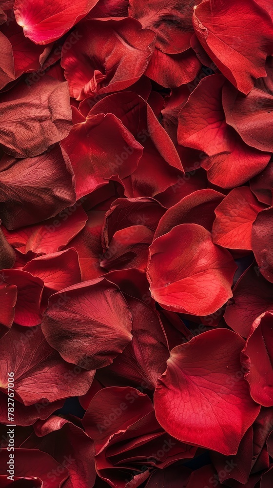 A bunch of red flowers with velvet rose petals creates a vibrant and textured background. Wallpaper.