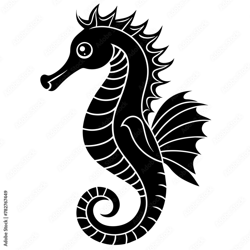 Fototapeta premium seahorse head mascot,seahorse silhouette,vector,icon,svg,characters,Holiday t shirt,black seahorse drawn trendy logo Vector illustration,seahorse on a white background,eps,png
