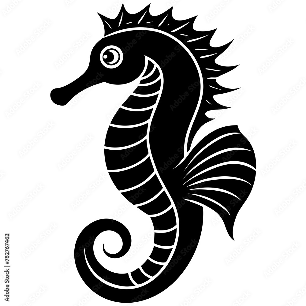 Fototapeta premium seahorse head mascot,seahorse silhouette,vector,icon,svg,characters,Holiday t shirt,black seahorse drawn trendy logo Vector illustration,seahorse on a white background,eps,png