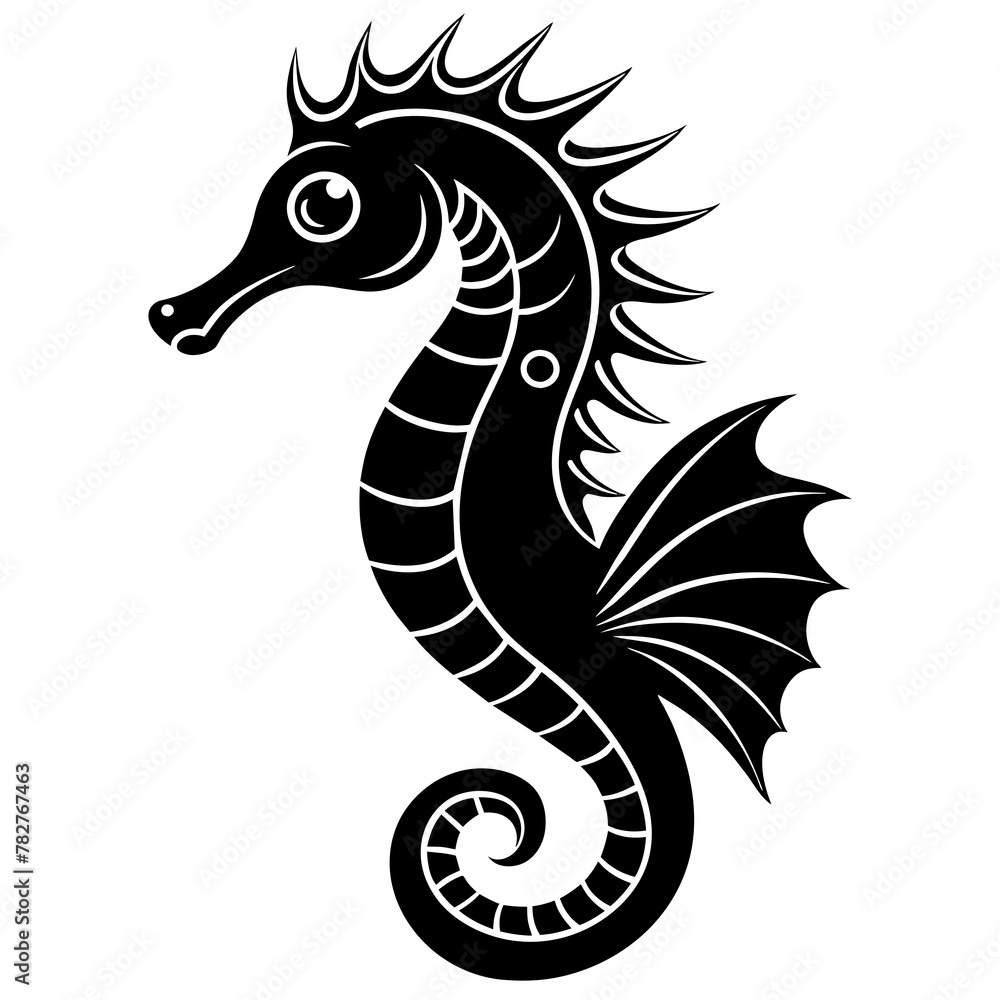 Fototapeta premium seahorse head mascot,seahorse silhouette,vector,icon,svg,characters,Holiday t shirt,black seahorse drawn trendy logo Vector illustration,seahorse on a white background,eps,png