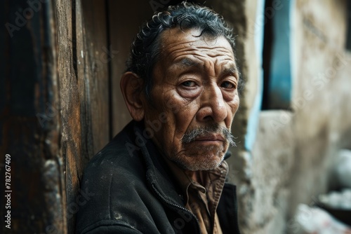 Portrait of an old man in the streets of Kathmandu, Nepal