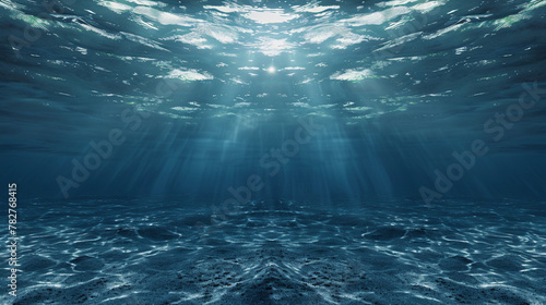 Blue sea or Underwater ocean background with Generative Ai. © yayha