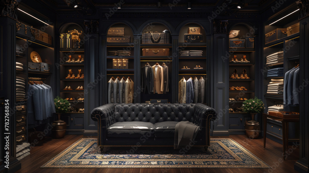 a luxurious black sofa for customer comfort. a luxurious black sofa for customer comfort.