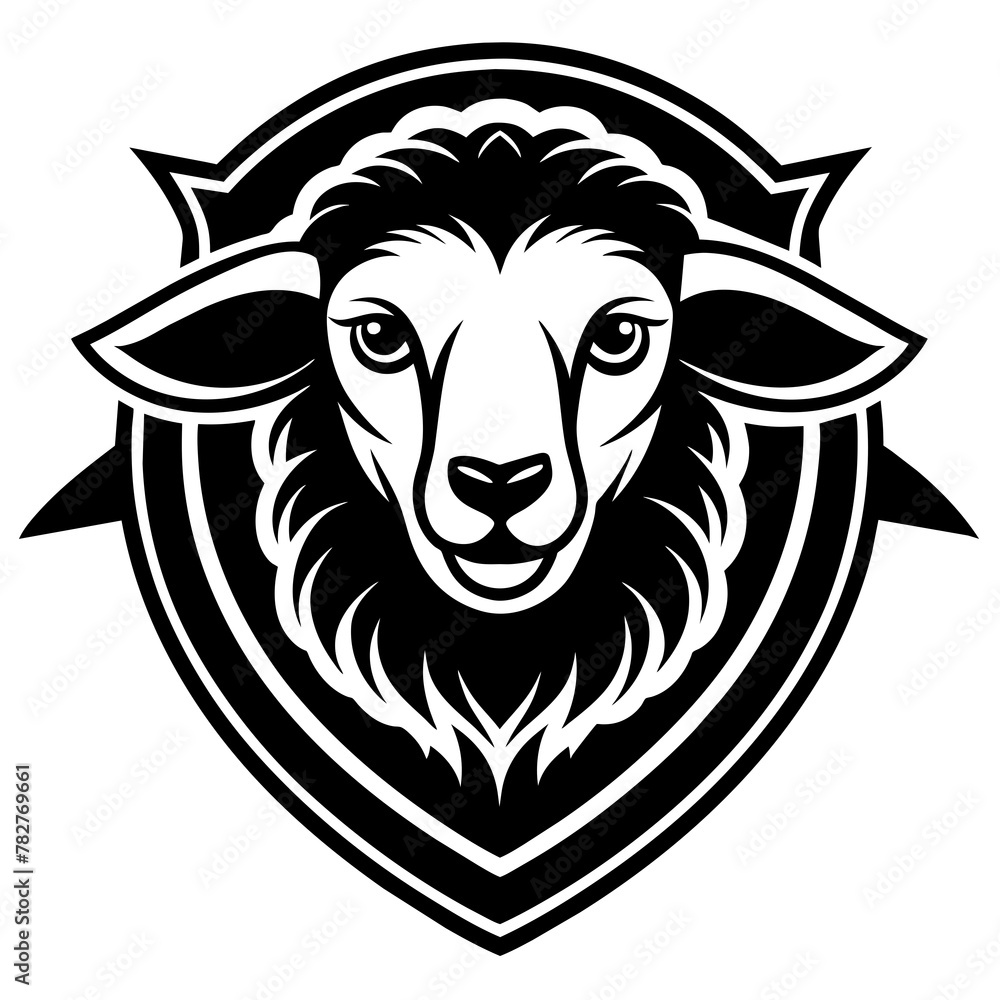Obraz premium sheep head mascot,sheep silhouette,vector,icon,svg,characters,Holiday t shirt,black sheep drawn trendy logo Vector illustration,sheep on a white background,eps,png