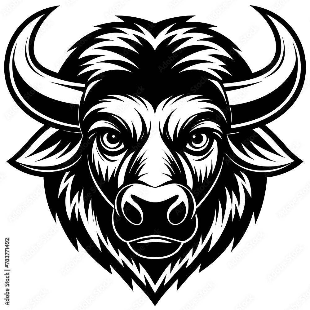 Obraz premium bull head mascot,bull silhouette,vector,icon,svg,characters,Holiday t shirt,black bull drawn trendy logo Vector illustration,bull on a white background,eps,png