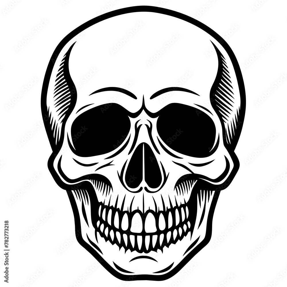 Fototapeta premium skull and crossbones head mascot,skull silhouette,vector,icon,svg,characters,Holiday t shirt,black skull drawn trendy logo Vector illustration,skull on a white background,eps,png