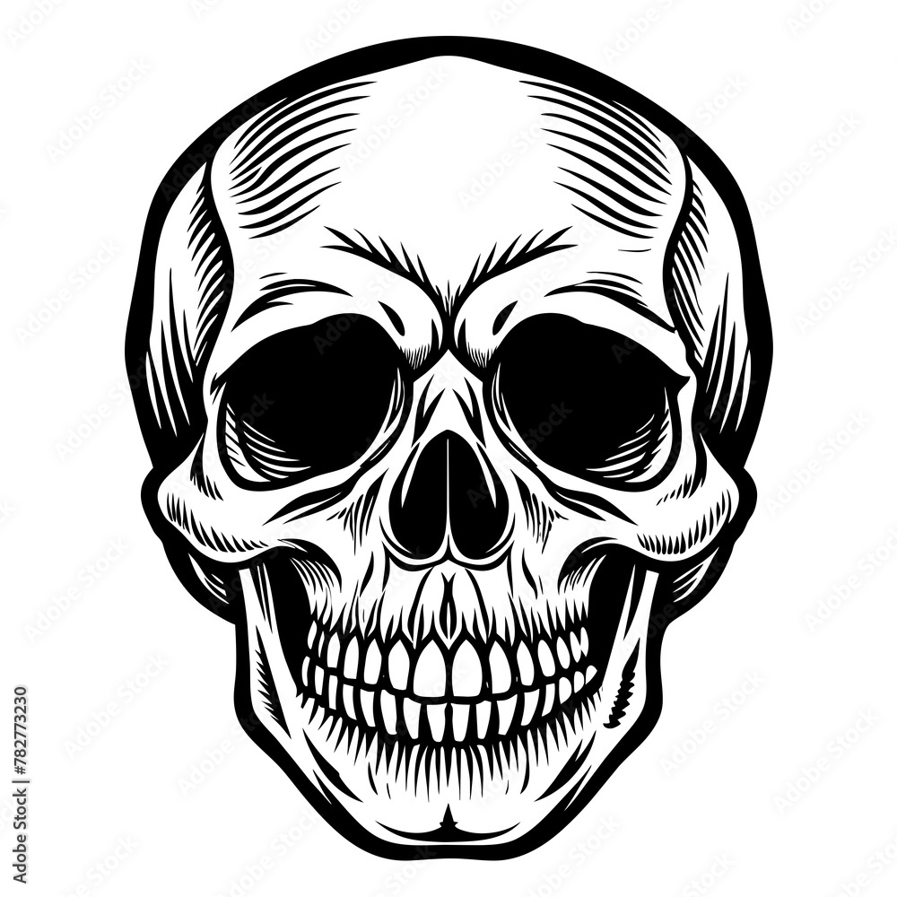 Fototapeta premium skull and crossbones head mascot,skull silhouette,vector,icon,svg,characters,Holiday t shirt,black skull drawn trendy logo Vector illustration,skull on a white background,eps,png