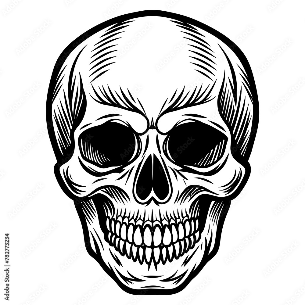 Fototapeta premium skull and crossbones head mascot,skull silhouette,vector,icon,svg,characters,Holiday t shirt,black skull drawn trendy logo Vector illustration,skull on a white background,eps,png