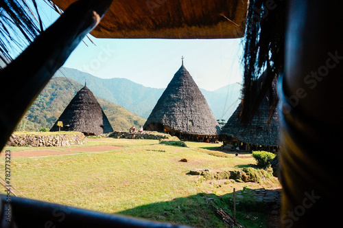 a view of a wae rebo traditional village from the window photo