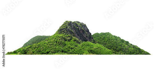Panorama island, hill, mountain isolated on a white background. with clipping path, for photo montage.