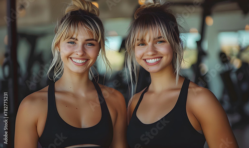 Young Woman Smiling and Exercising Together in the Gym. Active Healthy Lifestyle with Fitness and Workout.