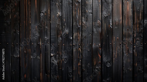 Close-up view of a dark wooden wall showing signs of rust. Wallpaper. Background.