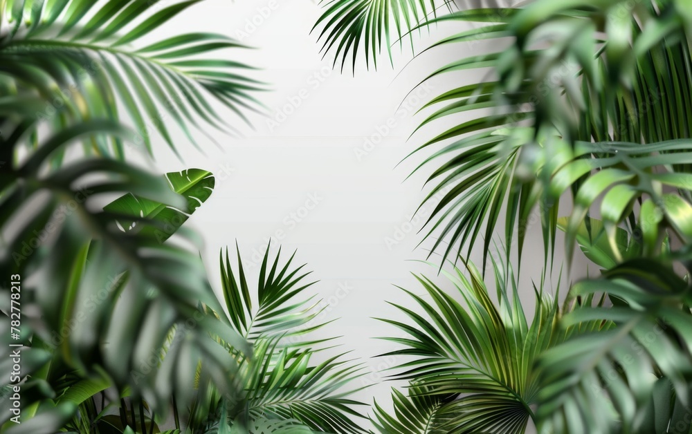 Green leaves isolated on white background and free copy space