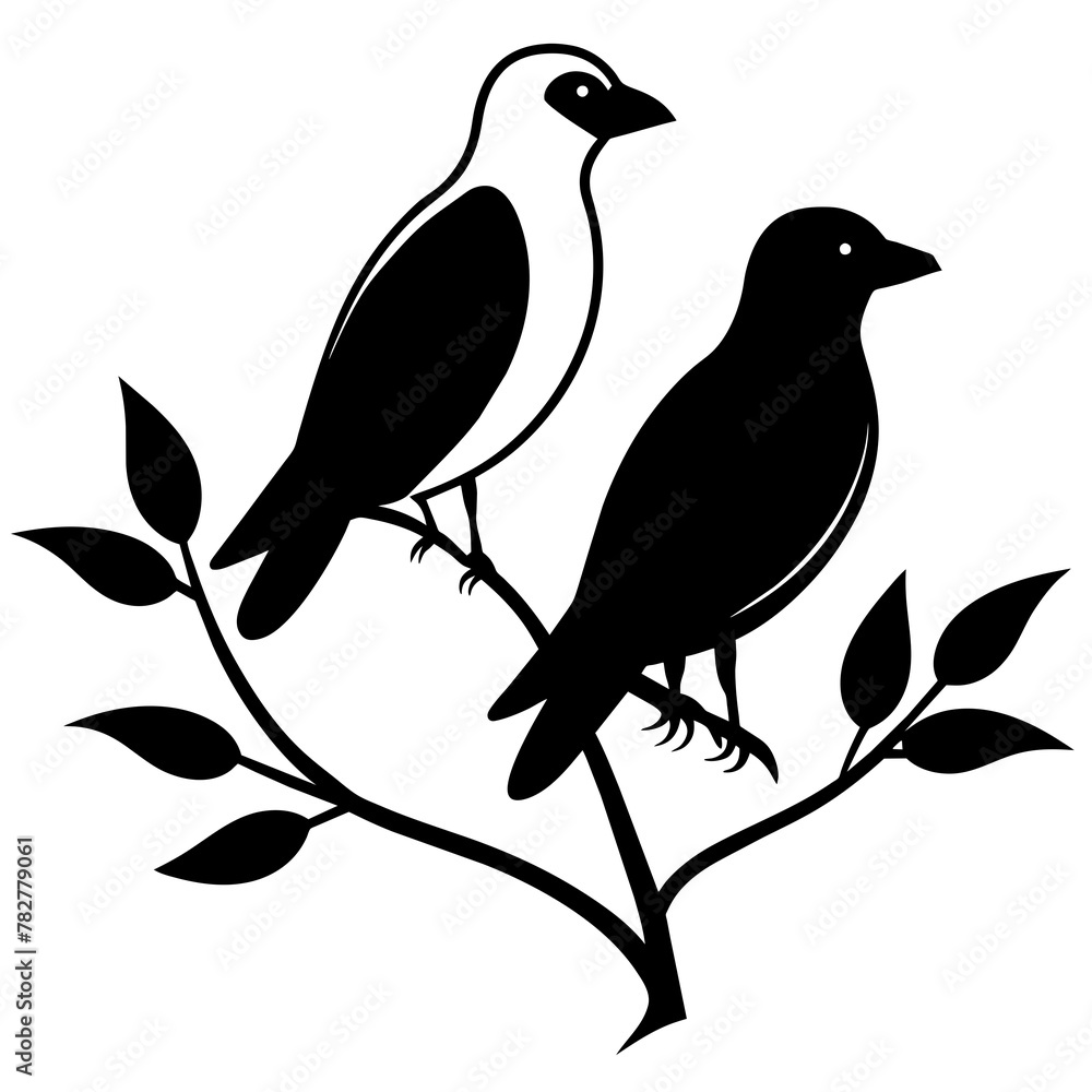 Bird on a branch vector illustration.
Bird on a branch vector illustration.
