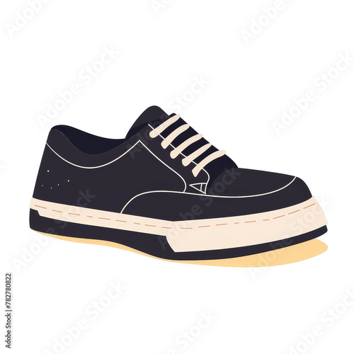 Black Shoe With White Laces isolated on a transparent background, clipart, graphic resource