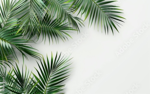 Green leaves isolated on white background and free copy space