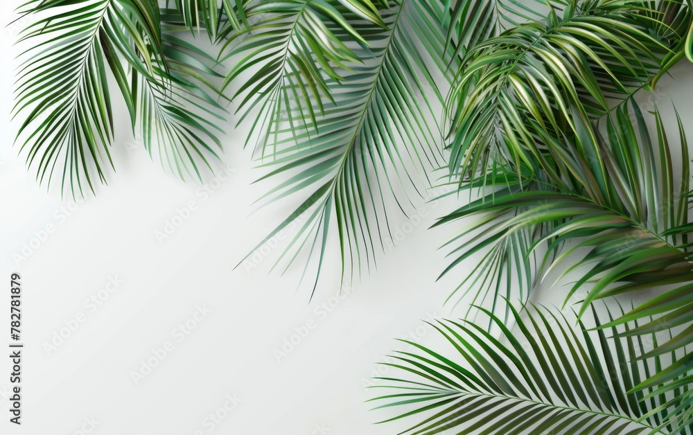 Green leaves isolated on white background and free copy space