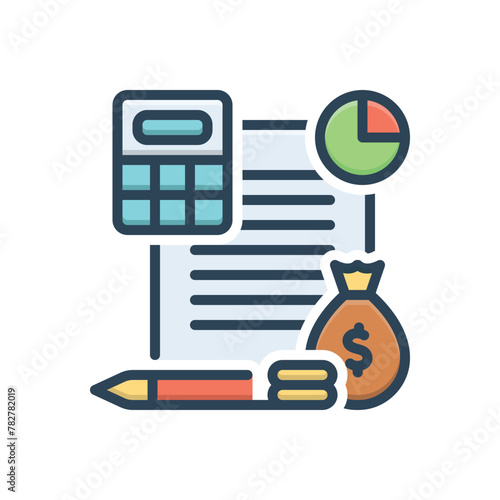 Color illustration icon for budget