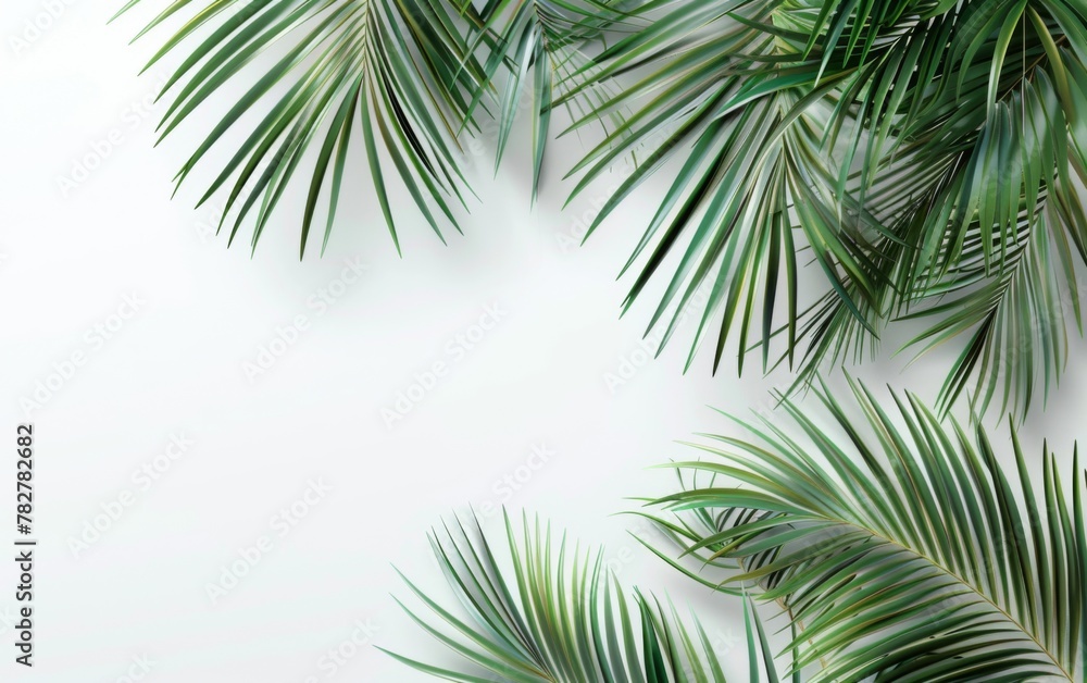 Green leaves isolated on white background and free copy space