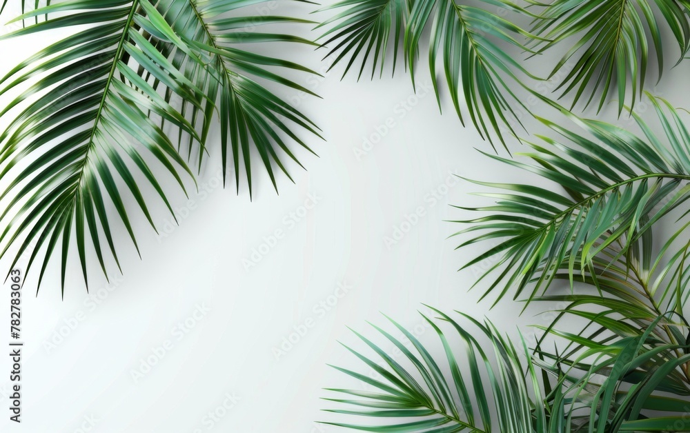 Green leaves isolated on white background and free copy space