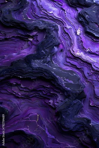 Textura detallada de relieve de  roca color purpura o morado y negro. Formacion rocosa, geologia. Atractivo fondo de pantalla