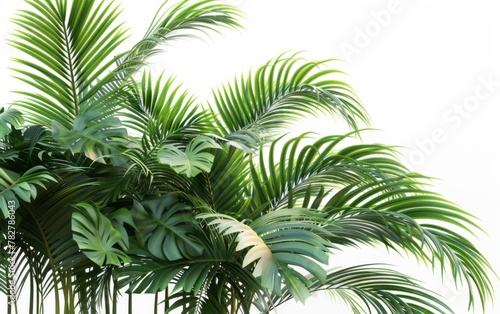 Green leaves isolated on white background and free copy space