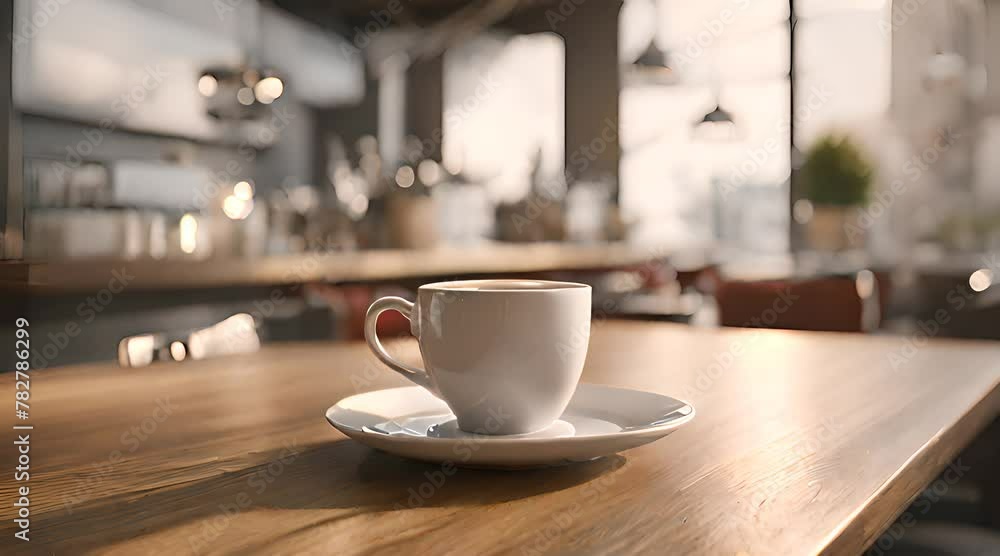 A cup of coffee sits still on a table in a cafe A cup of coffee sits still on a table in a cafe