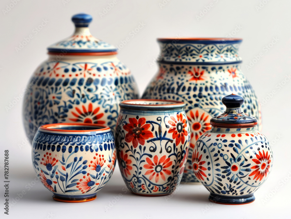 Traditional Polish pottery with intricate blue and orange patterns, a unique gift idea
