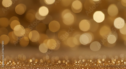 Abstract golden background with bokeh effect and shining defocused glitters. Festive gold texture for Christmas  New Year  birthday  celebration  greeting  victory  abstract background  blur