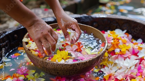 A family tradition of preparing scented water for Songkran with petals and essential oils