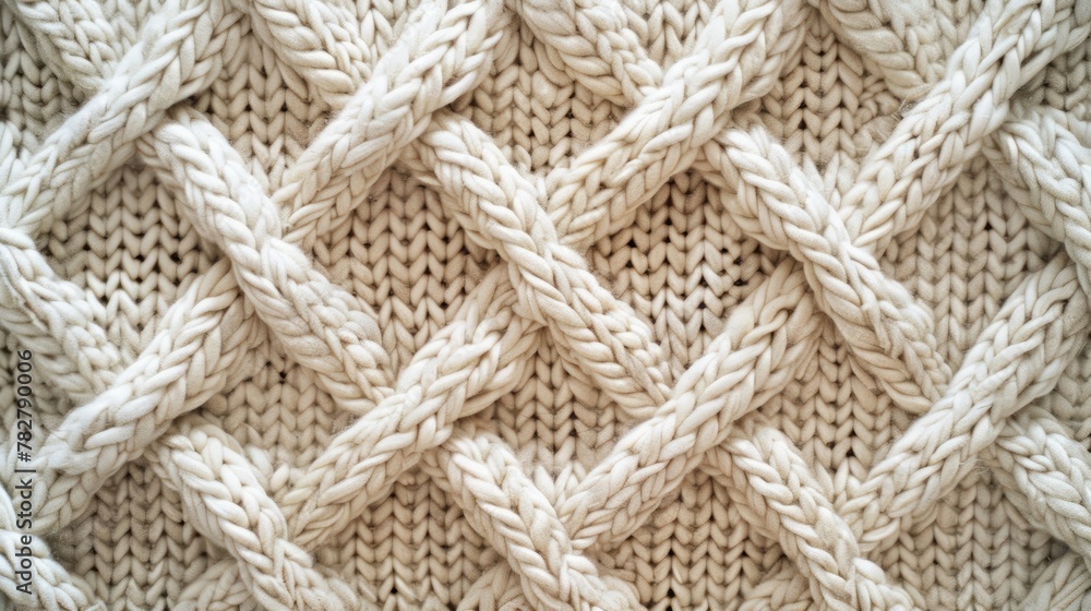 Detailed view of a knitted blanket showcasing its intricate texture and pattern up close. Wallpaper. Background. Detailed view of a knitted blanket showcasing its intricate texture and pattern up close. Wallpaper. Background.