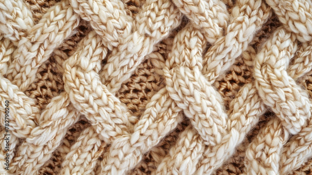 Detailed close-up view of a knitted blanket showcasing its intricate patterns and textures. Wallpaper. Background. Detailed close-up view of a knitted blanket showcasing its intricate patterns and textures. Wallpaper. Background.