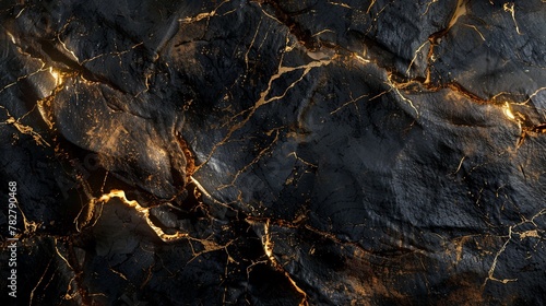 Luxurious black marble texture with golden veins, evoking elegance and high-end design.