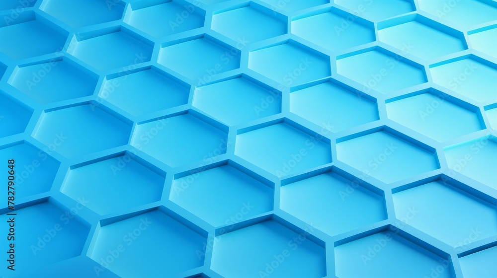 Detailed view of a geometric hexagonal pattern in light blue. Wallpaper. Background.