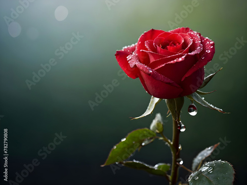 Close-up shoot of natural red roses with raindrops on its petals
