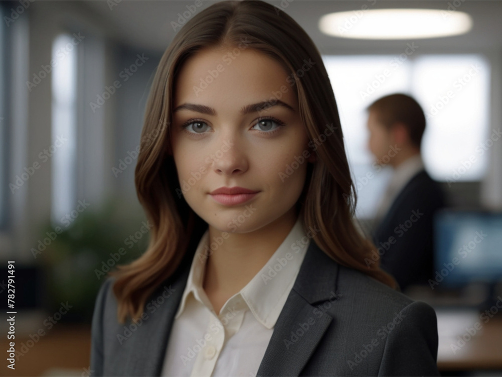 Fototapeta premium Business Woman in Cream Business Suit