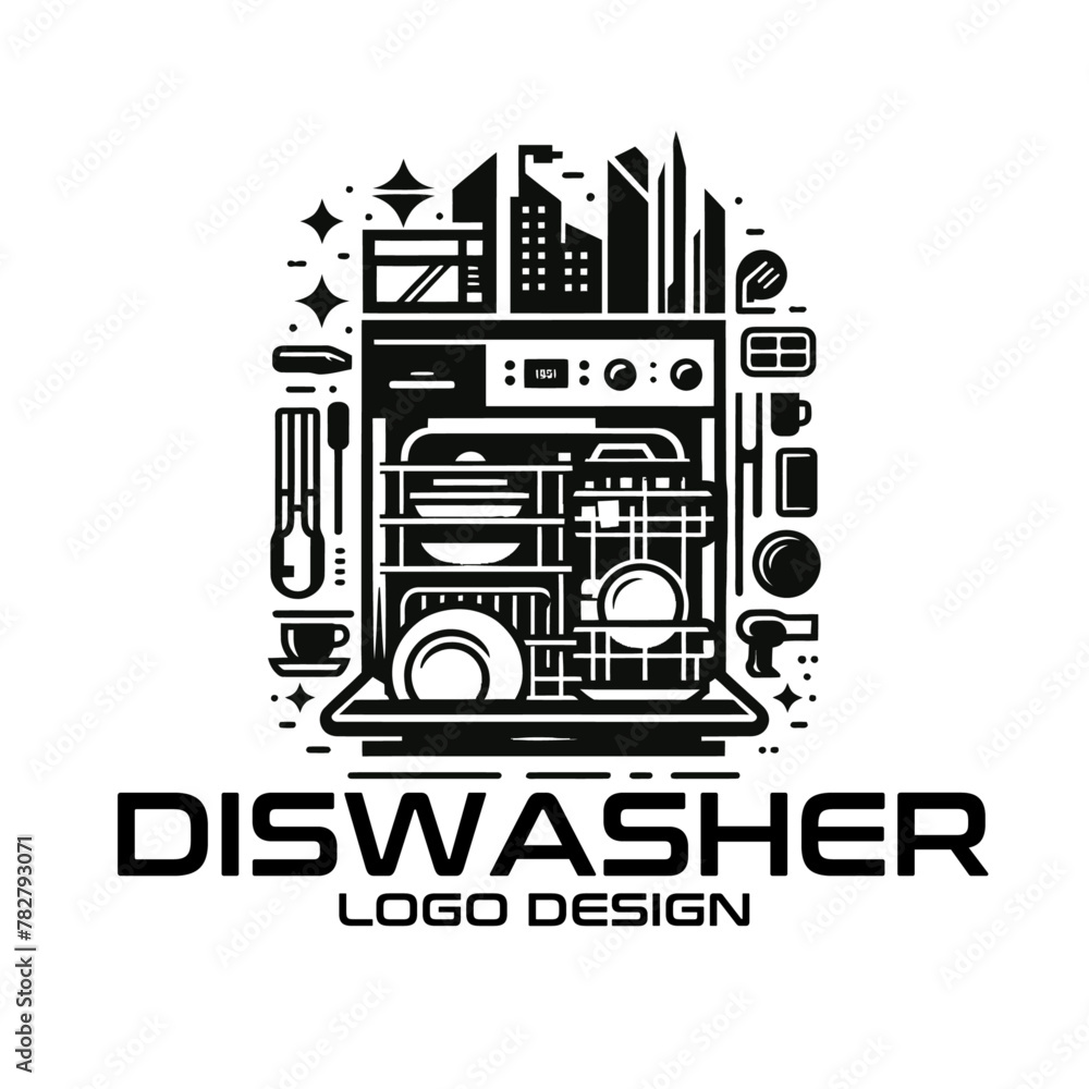 Fototapeta premium Dishwasher Vector Logo Design