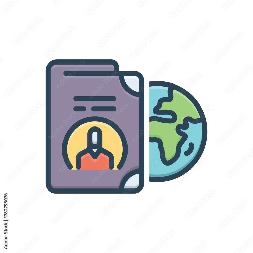 Color illustration icon for immigration - obrazy, fototapety, plakaty 