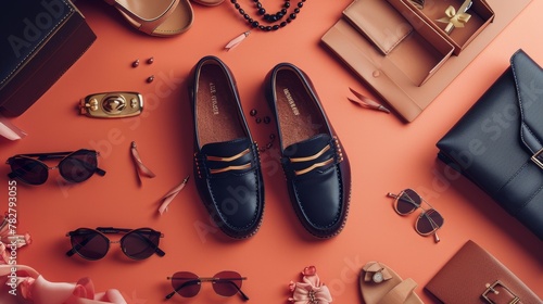 Sleek male slippers showcased amidst elegant women's accessories, perfect for e-commerce