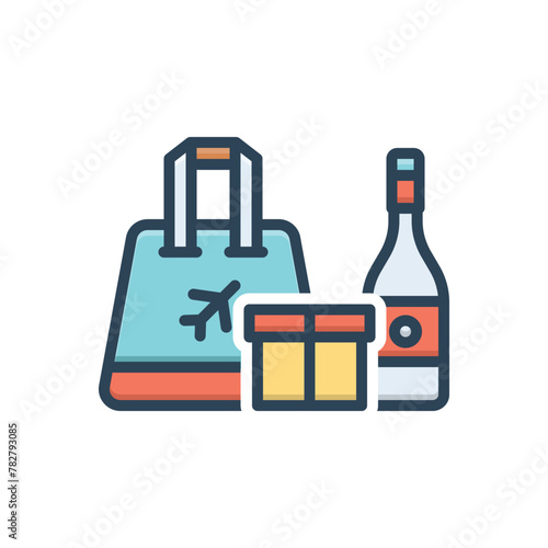 Color illustration icon for duty free