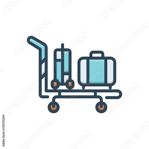 Color illustration icon for trolly