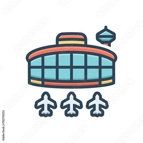 Color illustration icon for airport hub
